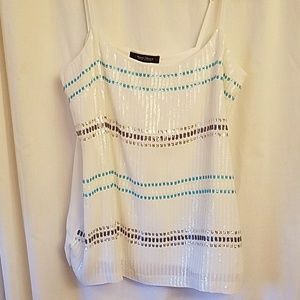 White sequin dress tank